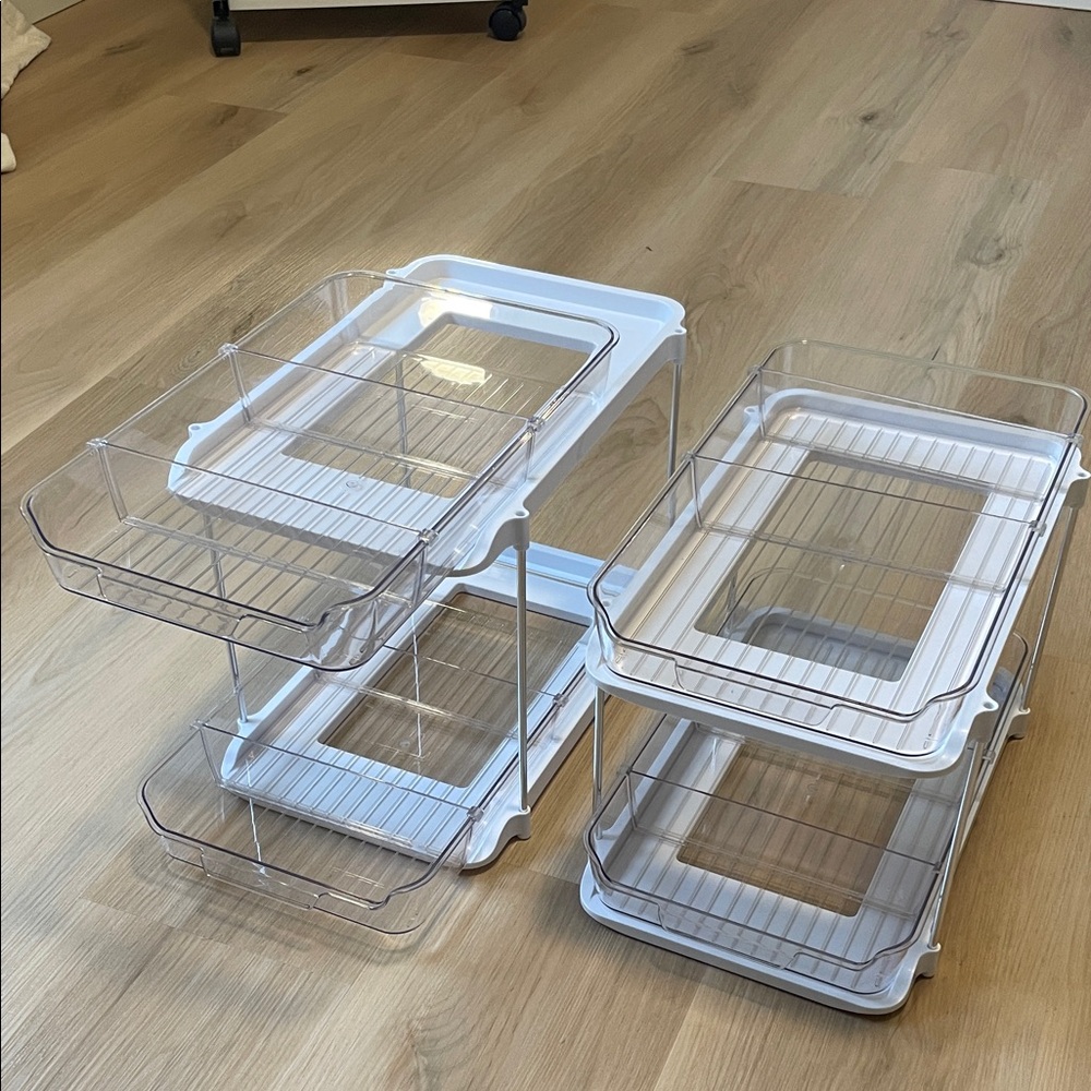 Delamu Clear Plastic Stackable Drawer Organizers - Set of 2